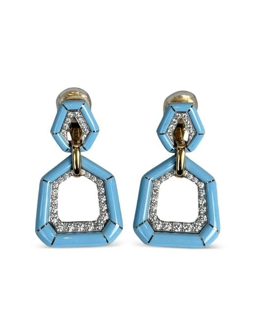 David Webb Blue 18K And Platinum Diamonds Earrings