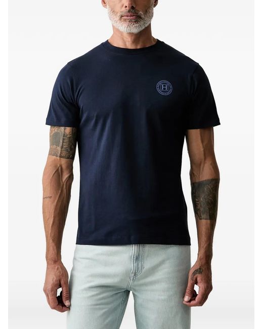 Hackett Blue Logo-Print Crew Neck T-Shirt for men