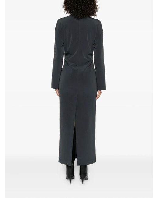 Nanushka Black Draped Turtleneck Maxi Dress