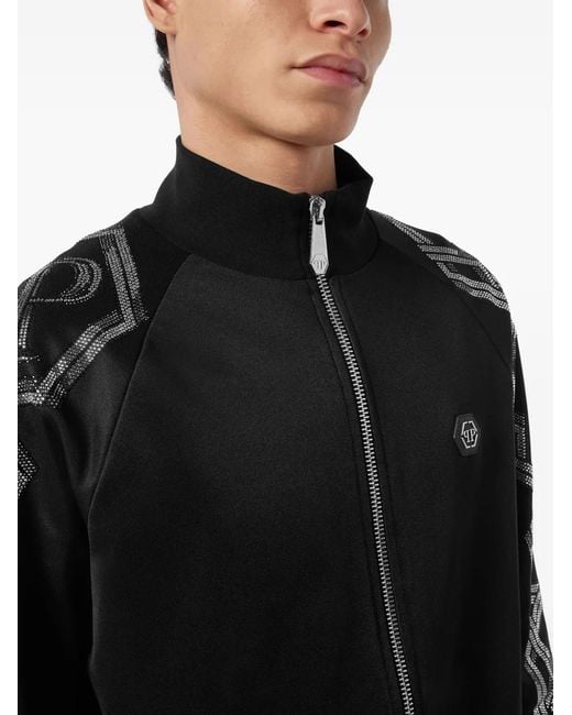 Philipp Plein Black Chain-Embellished Track Jacket for men