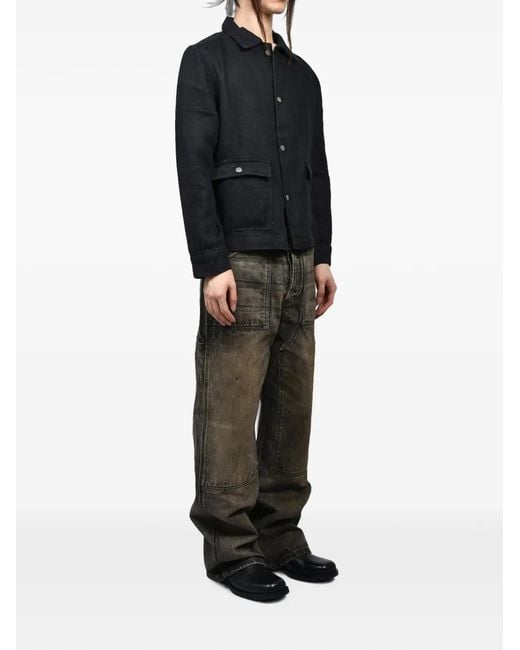 No Maintenance Black Engineer Linen Jacket for men