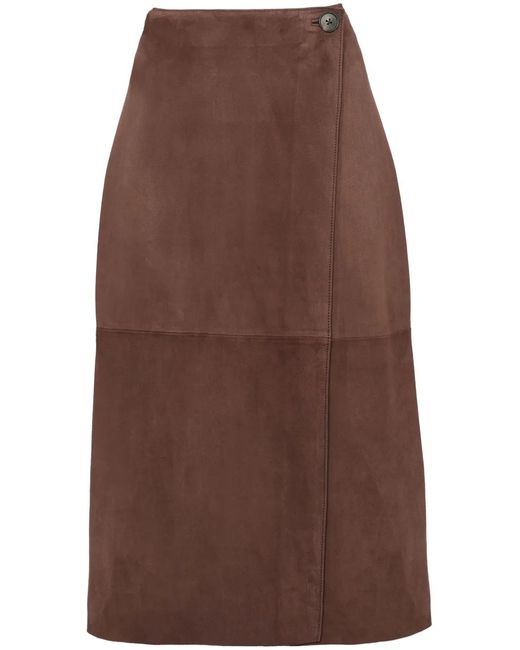 Yves Salomon Brown Suede Midi Skirt