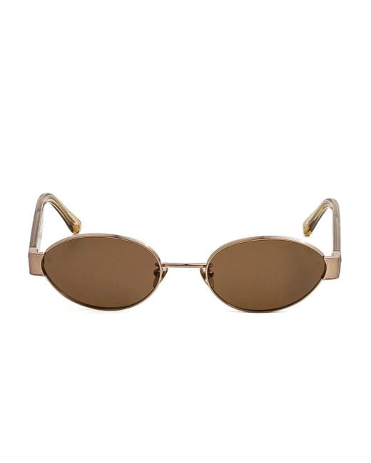 Linda Farrow Brown Sadie Oval-Frame Sunglasses