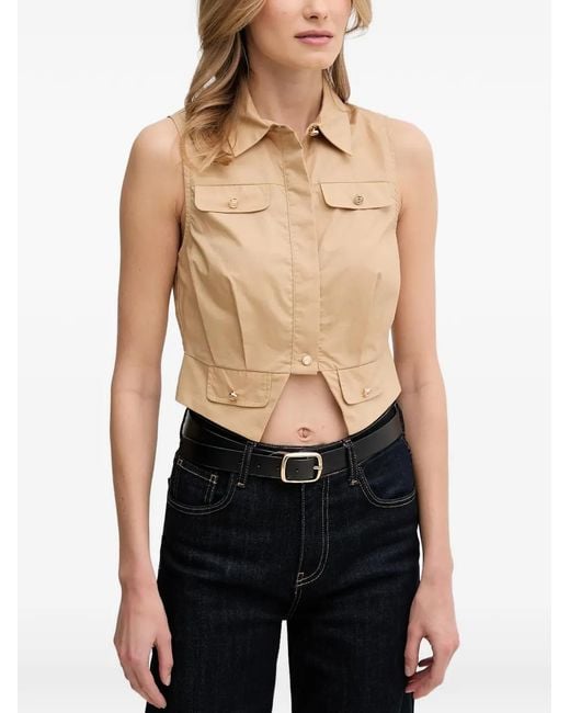 GAUDI Blue Buttoned Sleeveless Top