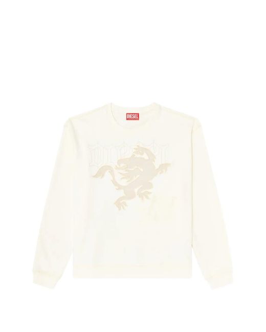DIESEL White Sweatshirt With Embroidery And Print for men