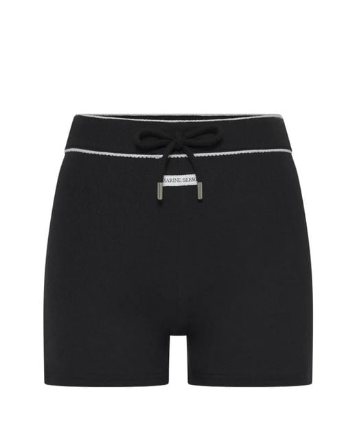 MARINE SERRE Black Short À Lien De Resserrage