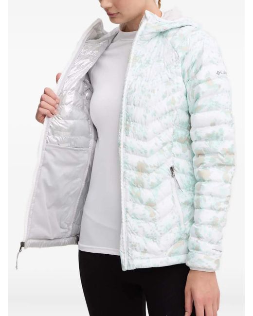 Columbia White Powder Lite Hooded Puffer Jacket