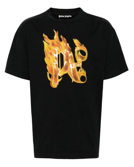 T-shirt à logo Burning imprimé Palm Angels pour homme en coloris Black