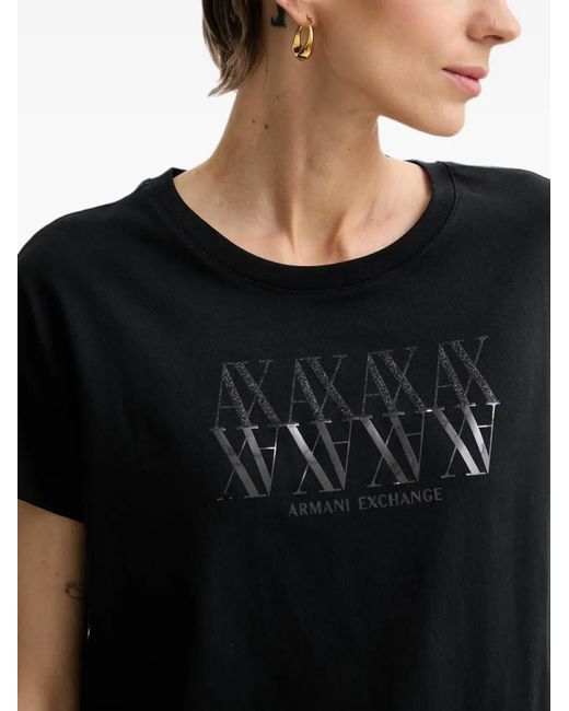 ARMANI EXCHANGE Black Logo-Print Short-Sleeve T-Shirt