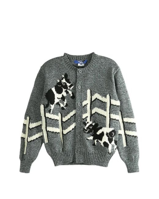 Junya Watanabe Gray Cow Print Cardigan for men