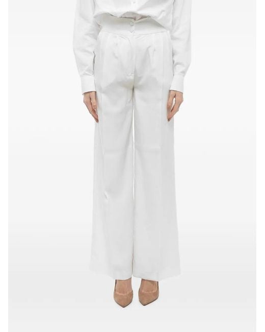 HEBE STUDIO White The Girlfriend Pleated Palazzo Pants