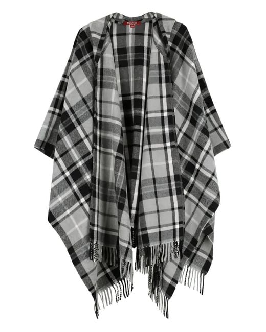 Max Mara Gray Ragazza Check Poncho