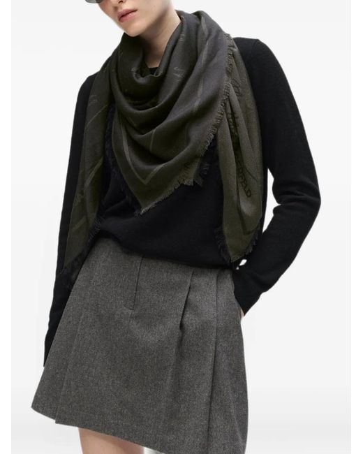 Karl Lagerfeld Black K/Autograph All-Over-Print Jacquard Scarf