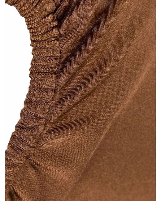 Noire Swimwear Brown Lattice-Strap Halterneck Swimsuit