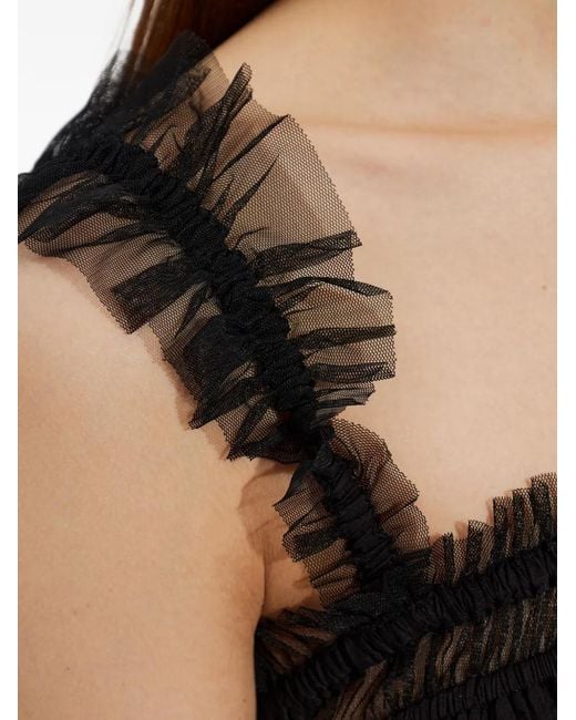 AllSaints Black Angela Ruffled Tulle-Overlay Mini Dress