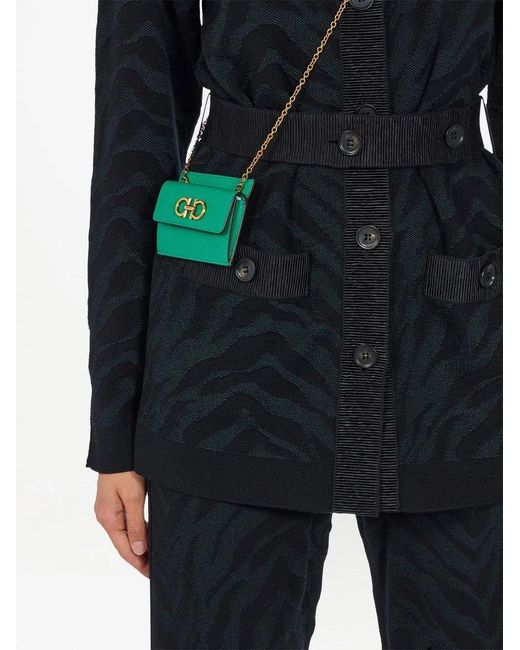 Ferragamo Green Gancini Leather Cardholder