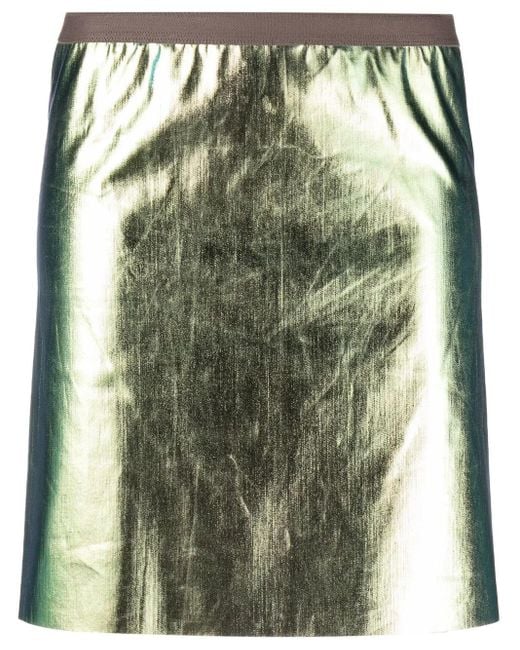 Rick Owens Green Metallic Mini Skirt