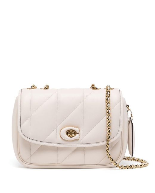 COACH Leather Madison Quilted Shoulder Bag in White - Lyst