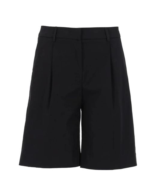 PT Torino Black Olivia Pleated-Detail Shorts
