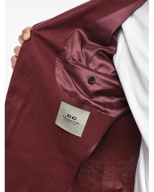 Corneliani Red Single-Breasted Linen Blazer for men