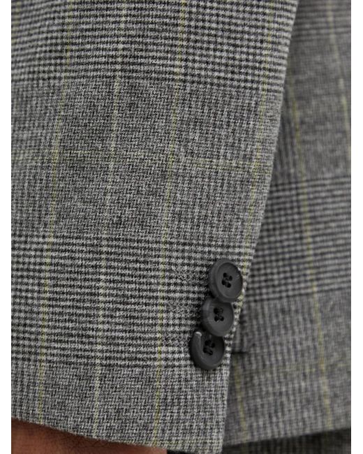 HUGO Gray Checked Single-Breasted Blazer for men