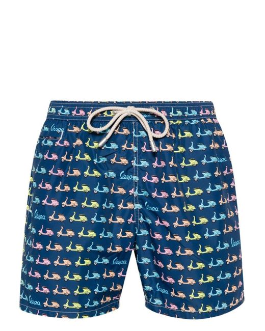Mc2 Saint Barth Blue Vespas-print Swim Shorts for men