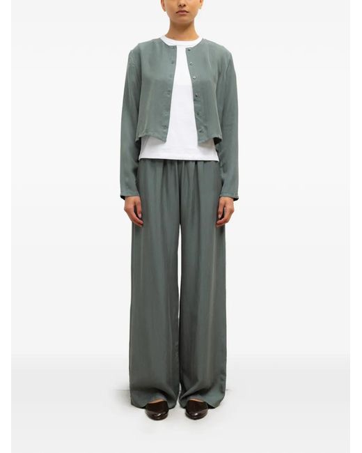 Leset Green Kim Buttoned Cropped Top