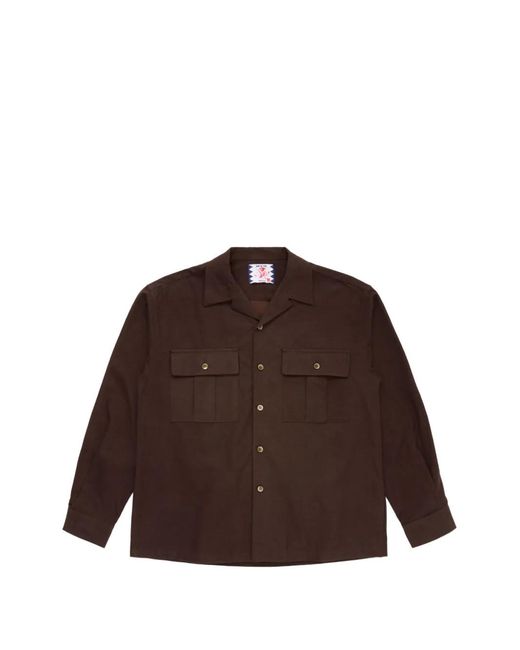 Son Of The Cheese Brown Soft Flap-Pocket Camp-Collar Shirt for men