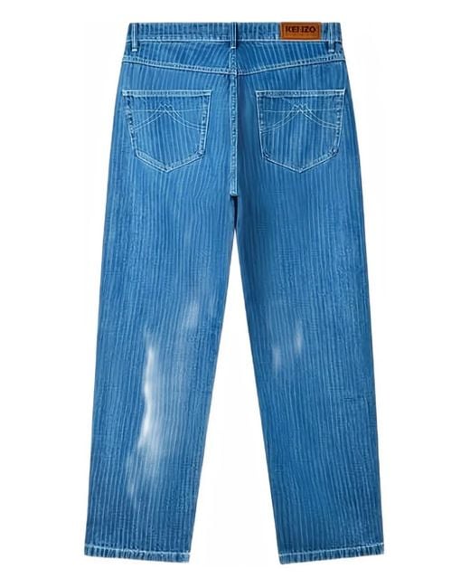 KENZO Blue Botan Striped Jeans for men