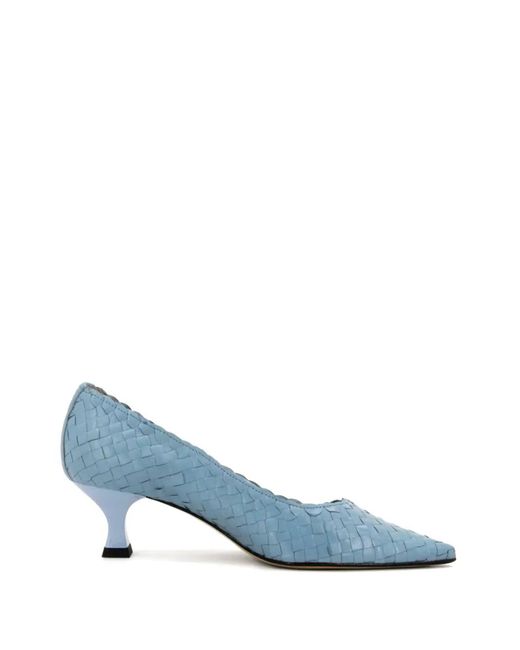 LA ROSE Blue Carol Woven Pointed Pumps