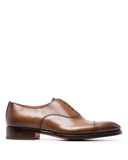 Santoni Simon Leather Oxford Shoes in Dark Brown Brown for Men Mens Shoes Lace-ups Oxford shoes 