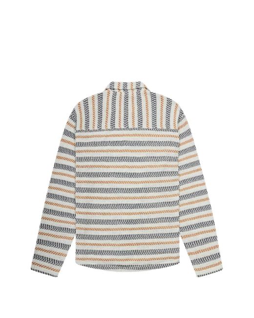 KROST White Striped Button-Up Knit Shirt for men