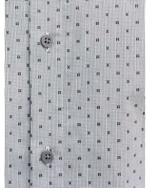 ARMANI EXCHANGE Gray Micro-Pattern Long-Sleeve Shirt for men