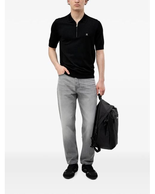 HUGO Gray Logo-Patch Jeans for men