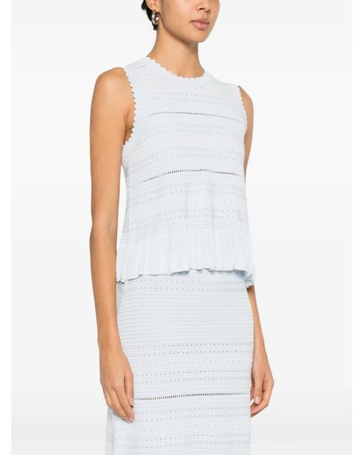 Maje White Ruffled Knit Top