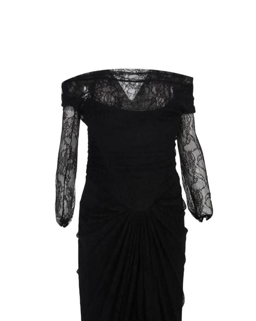 Rhea Costa Black Ines Lace-Detail Maxi Dress