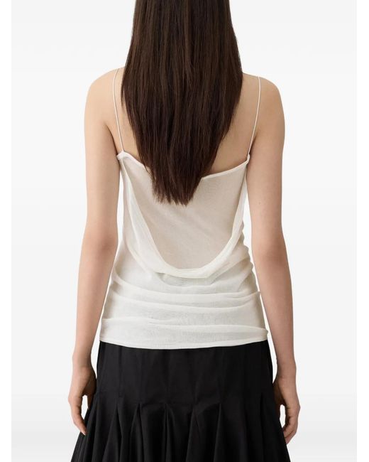 Jacquemus White Square Neck Spaghetti Strap Top