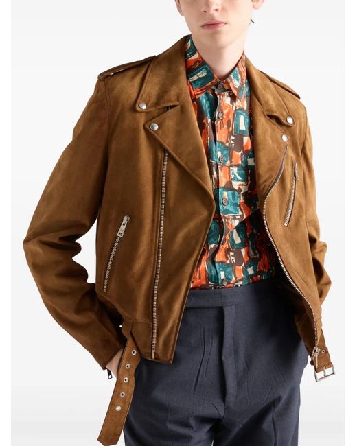 Prada Brown Suede Biker Jacket for men
