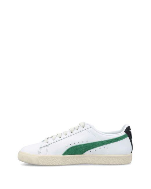 PUMA Green Clyde Base Leather Sneakers