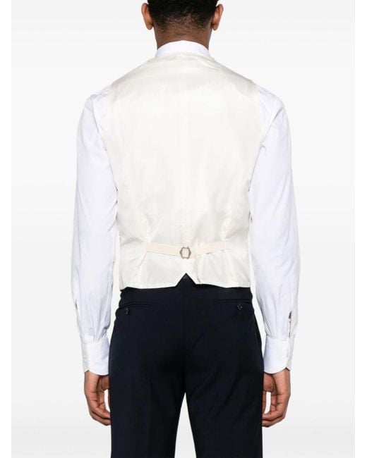 Tagliatore White Shawl-lapels Double-breasted Waistcoat for men
