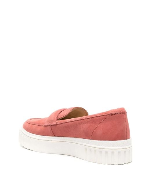 Clarks Pink Mayhill Cove Nubuck Loafers