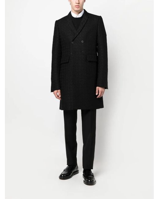SAPIO Black Boucle Double-Breasted Coat for men