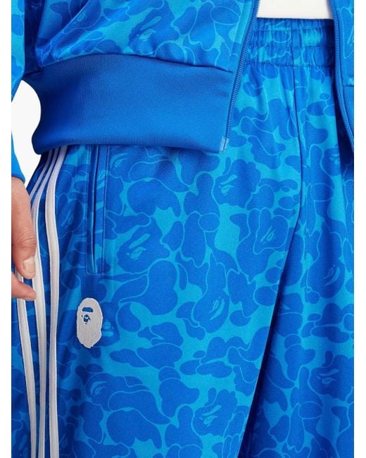 Adidas Blue X Bape Camouflage-Print Side-Stripe Track Pants