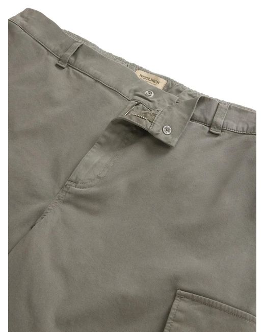 Woolrich Gray Cargo Cotton Twill Shorts for men
