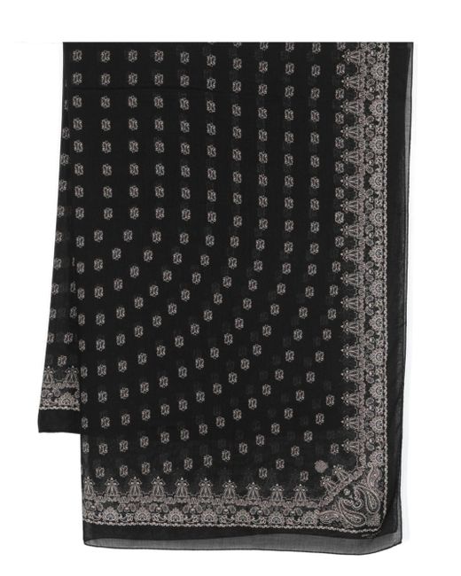 Saint Laurent Black Bandana-print Cashmere Scarf for men