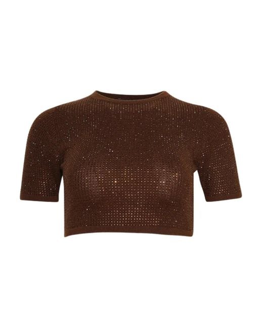 David Koma Brown Cropped T-Shirt