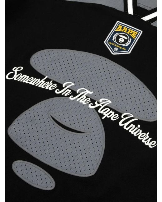 Aape By A Bathing Ape Black Logo-Patch Panelled T-Shirt for men