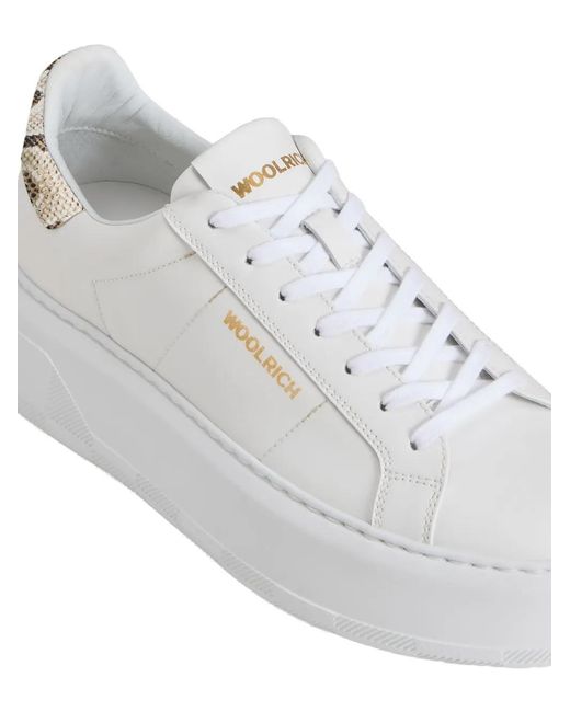 Woolrich White W's Chunky Court Lace-Up Sneakers