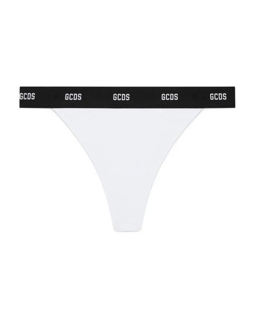 Gcds Black Ribbed Logo Thong