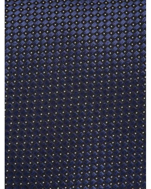 Zegna Blue Geometric-Pattern Silk Tie for men
